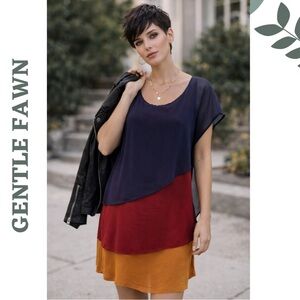 Gentle Fawn Layered Chiffon Dress Navy Medium